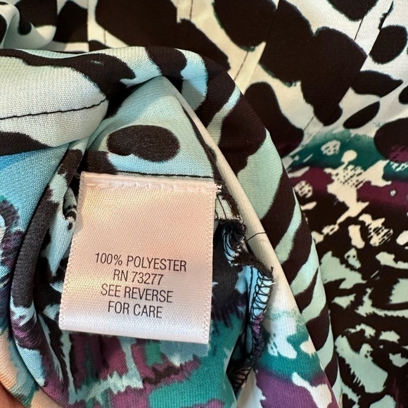 Dana Buchman Black & Blue Floral Tiger Leopard Print Button Down Blouse Shirt PS - Picture 4 of 7